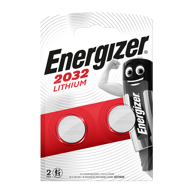Energizer CR2032 3V Lithium Coin Cell Batteries Pack of 2