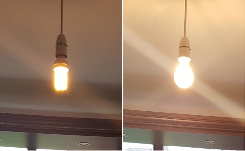 How does the light quality of energy saving bulbs and LED bulbs compare?