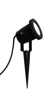 Outdoor Garden Spike & Wall Light Fitting (GU10) IP65 – Black – 2m Rubber Cable