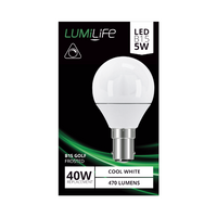 LUMiLiFe 5W B15 LED Golf Ball Bulb - Dimmable - 470lm - 4000K