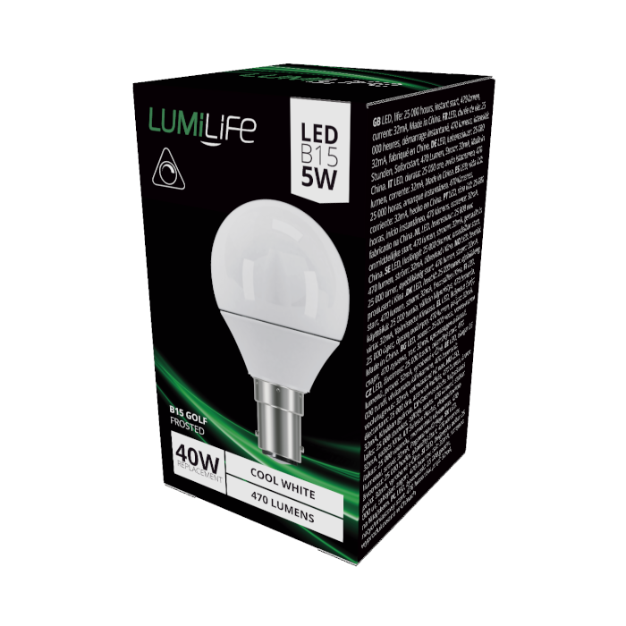 Lumilife Golf B15 4.2W 470lm Cool White Dimmable LED Hut