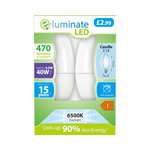 E-Luminate 4.9W E14 Candle LED Bulb - 470lm - 6500K - 2 Pack