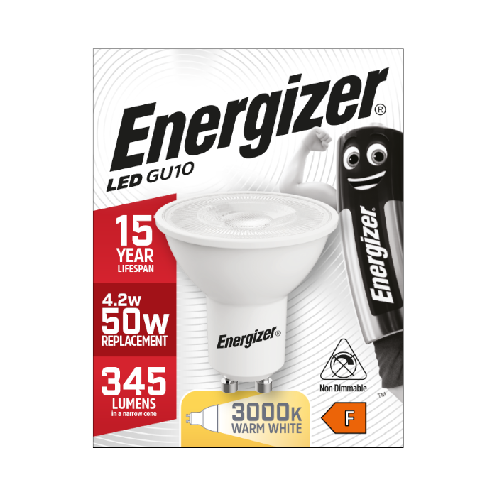Energizer 3.6W GU10 LED Spotlight – 345lm – Warm White (3000K)