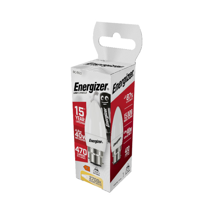 B22 LED Candle Bulb 4.2W – 470lm – Warm White 2700K – Non-Dimmable