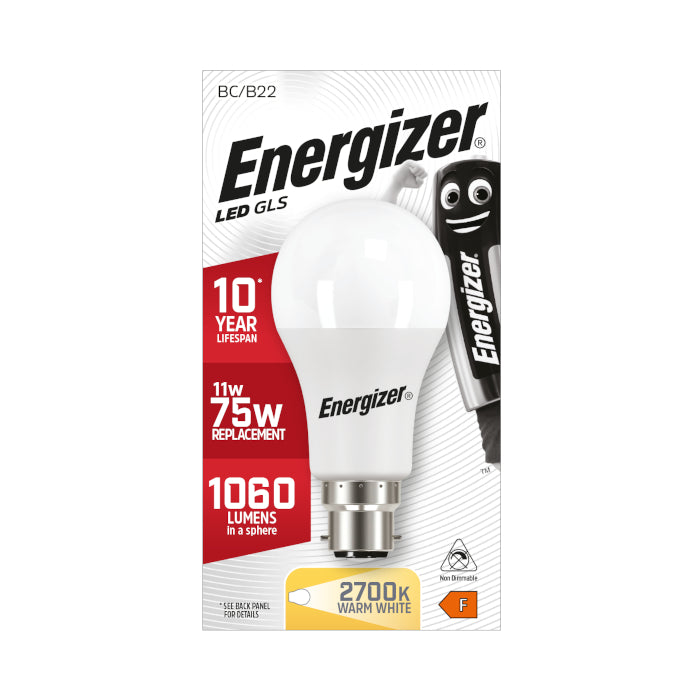 Energizer 9.5W B22 Standard GLS LED Bulb - 1050lm - 2700K