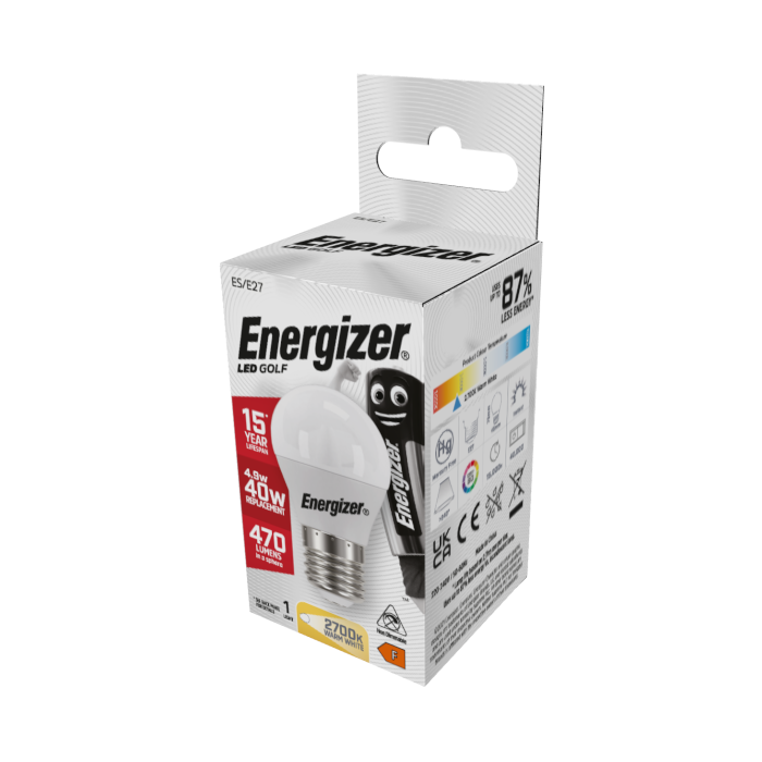 Energizer 4.9W E27 Golf Ball LED Bulb - 470lm - 6500K