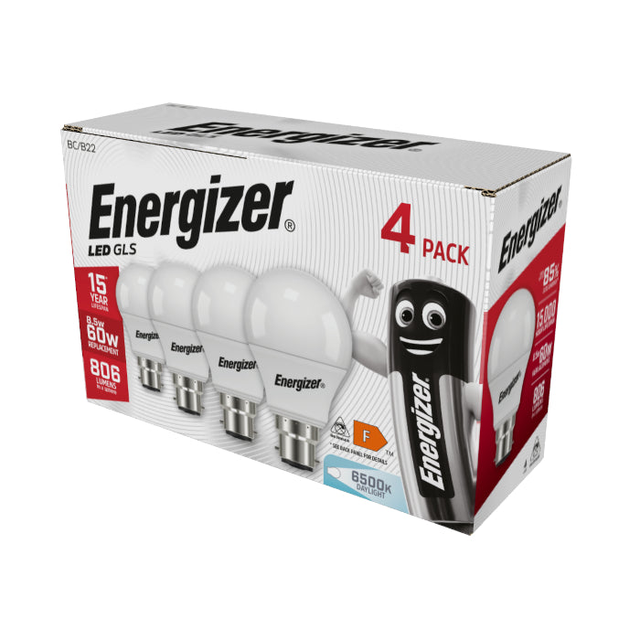 B22 LED GLS Bulbs 8.5W – 806lm – Daylight 6500K – Non-Dimmable – 4 Pack