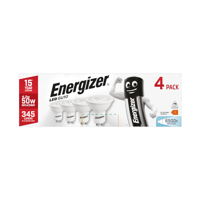 LED GU10 Bulbs 4.2W 345lm Daylight 6500K - Pack of 4