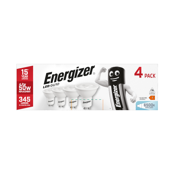 Energizer 4.2W GU10 LED Spotlight - 4 Pack - 345lm - 6500K