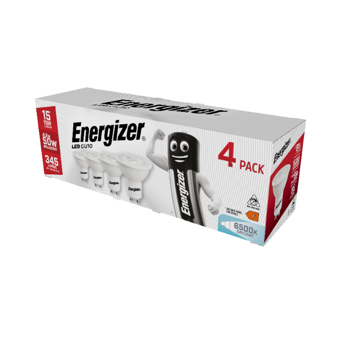 Energizer 4.2W GU10 LED Spotlight - 4 Pack - 345lm - 6500K