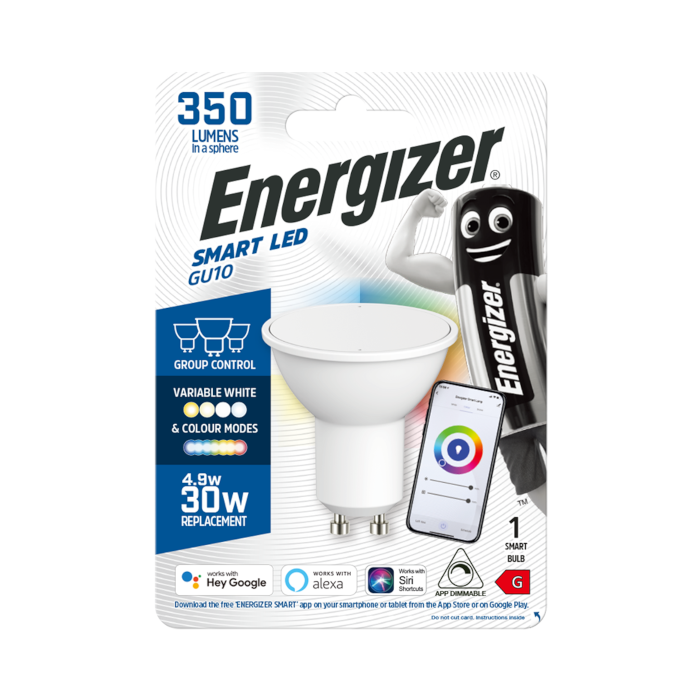 Energizer 4.9W Smart GU10 LED Spotlight - 350lm - RGBW