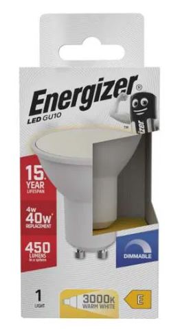 GU10 LED Spotlight 4W 450lm 3000K Warm White Dimmable 120° Wide Beam