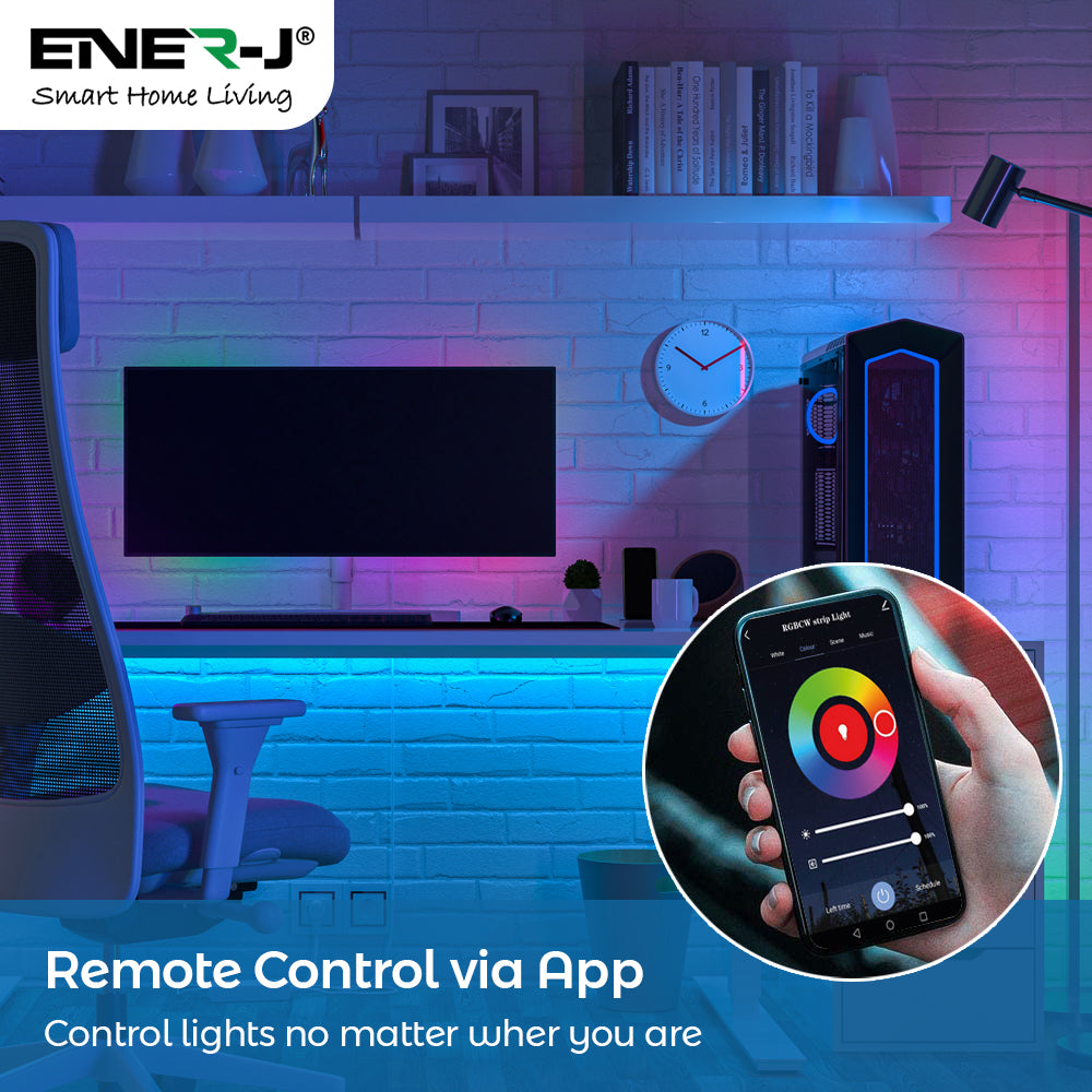 Smart WiFi RGB & Tunable White LED Strip Kit - 5m - App & Remote Control