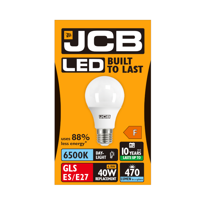 JCB 4.9W E27 Standard GLS LED Bulb - 470lm - 6500K
