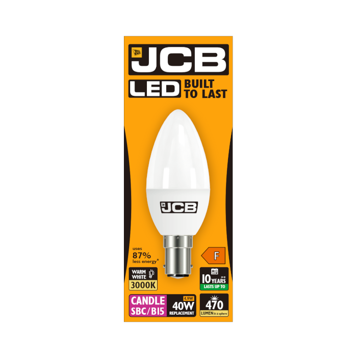 JCB 4.9W B15 LED Candle Bulb - 470lm - 3000K