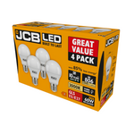 JCB 8.5W E27 Standard GLS LED Bulb - 4 Pack - 806lm - 3000K