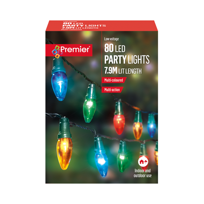 80 Festive Bulbs - 7.9m - Multicolour