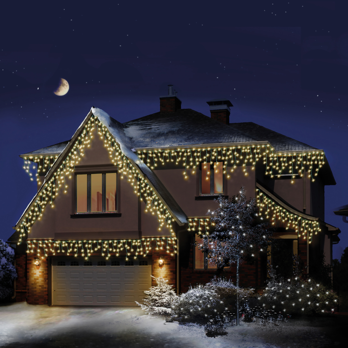 240 Snowing Icicle Christmas Lights With Timer 5.8m Warm White