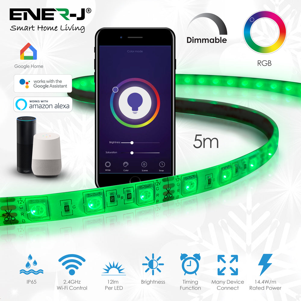 Smart WiFi RGB LED Strip Kit - 5m - App & Remote Control