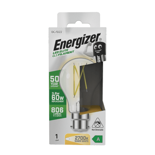 Energizer GLS B22 LED Bulb - 3.8w - 2700K- 806lm