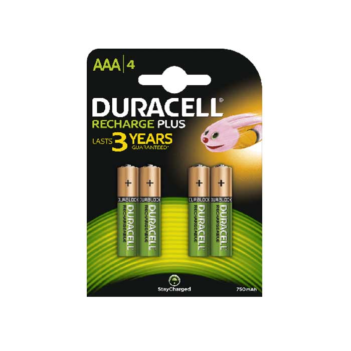 Duracell Recharge Plus AAA Batteries - Rechargeable - 4 Pack
