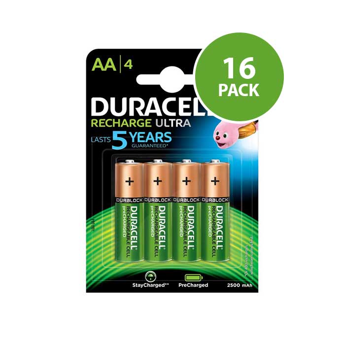 Duracell Recharge Ultra AA Batteries - Rechargeable - 16 Pack