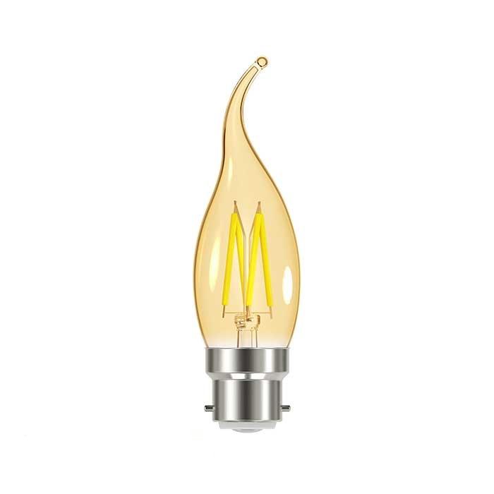 Lumilife Candle B22 (4W) 330lm - Extra Warm White Amber LED Filament - Dimmable