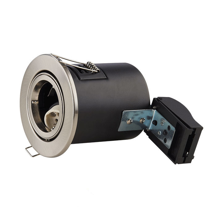GU10 Tilted Spotlight Fitting - IP20 - Quick Connect - Brushed Nickel