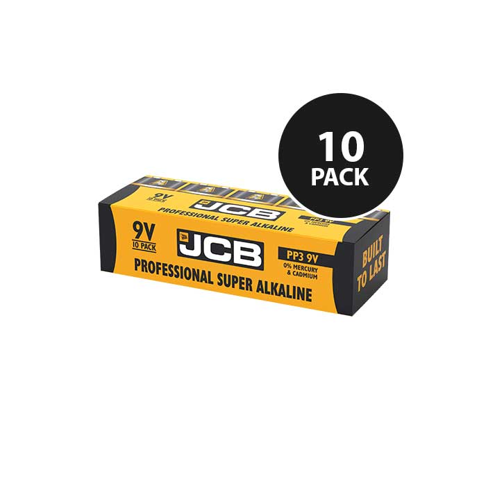 JCB Super Alkaline Industrial 9V Batteries - 10 Pack