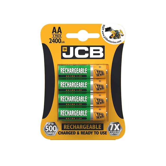 JCB AA Batteries - 2400mAh Rechargeable - 4 Pack