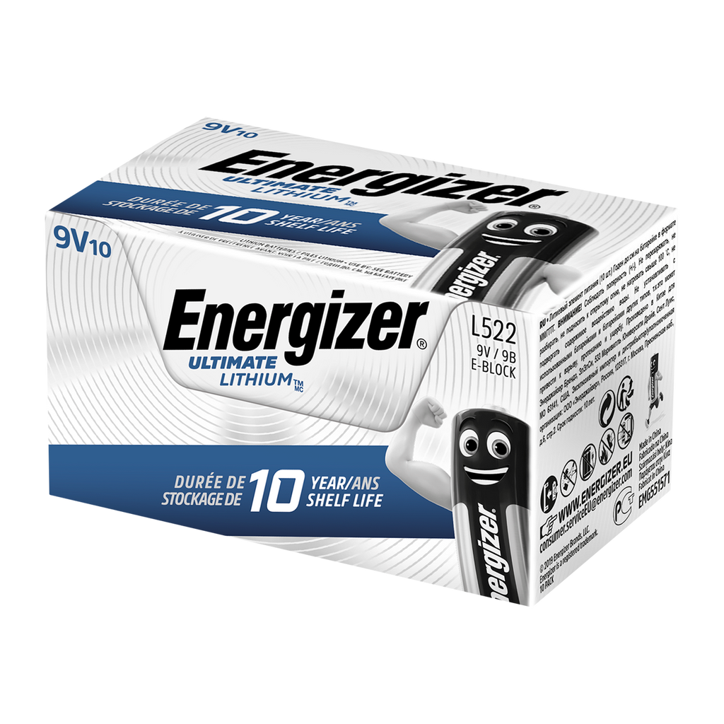 Energizer 9V Ultimate Lithium -  Battery Pack of 10