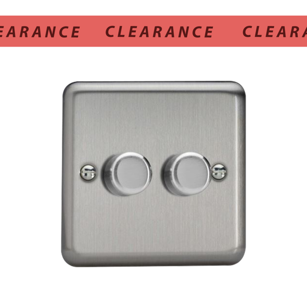 LED Dimmer Switch 2 Gang 2 Way - Brushed Metal