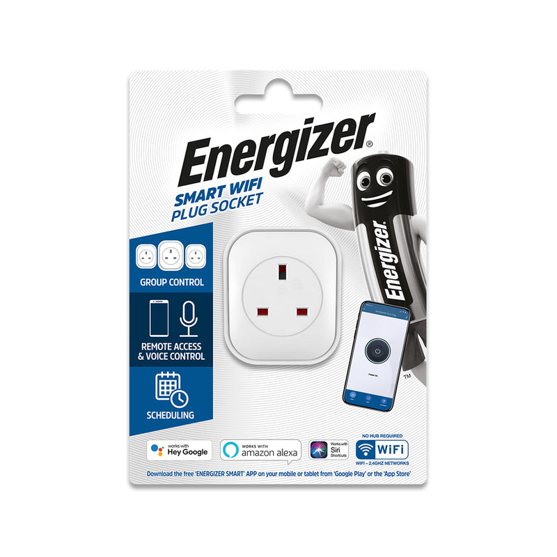 Energizer Smart Plug - 3-Pin UK - WiFi Compatible