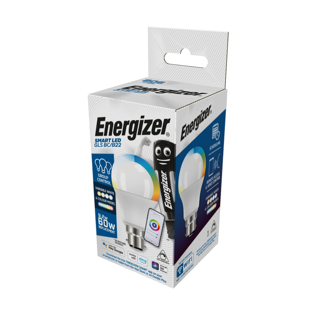 Energizer Smart B22 (BC) GLS - 9.2W - Colour Changing - 806lm