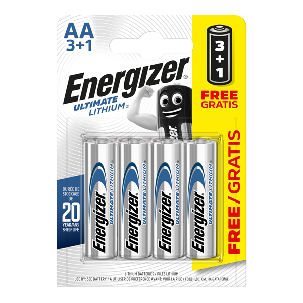 Energizer Ultimate Lithium AA/L91 Battery Pack of 4
