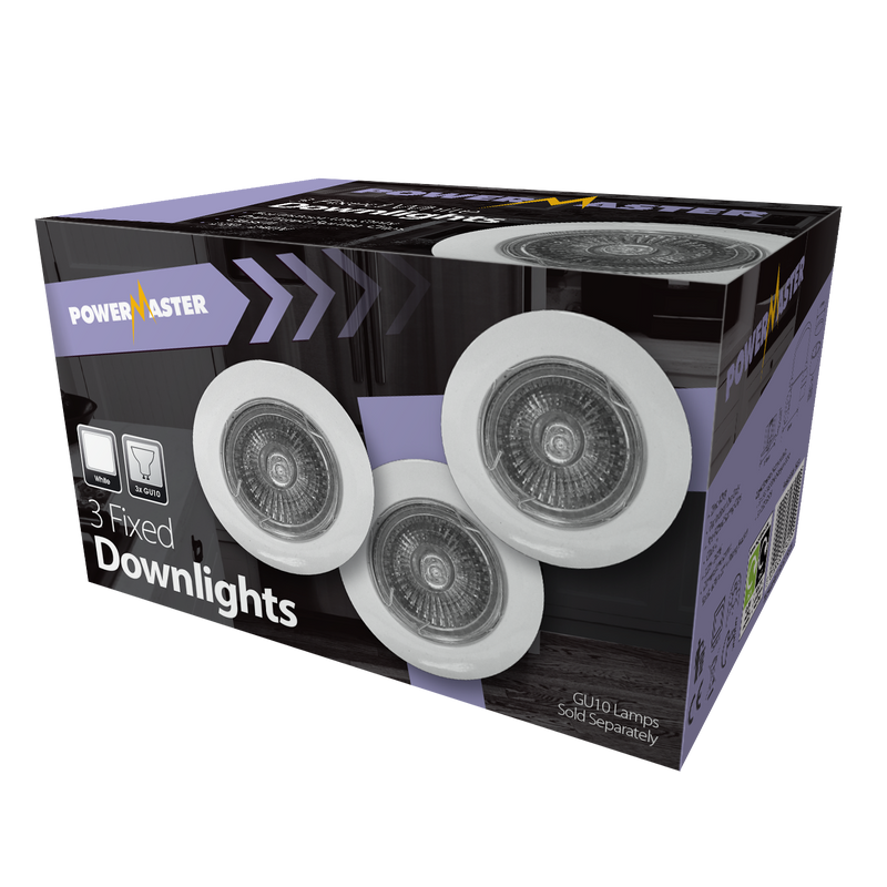 PowerMaster Indoor 3 Pack Fixed Downlights - White