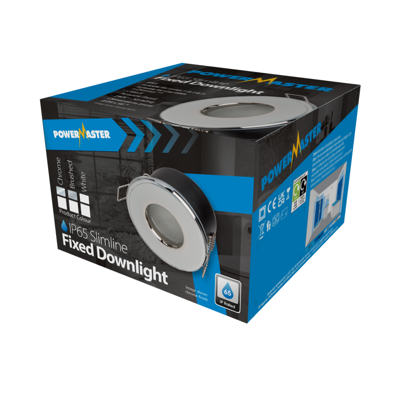 PowerMaster Indoor Fixed Downlight IP65 - Brushed Chrome