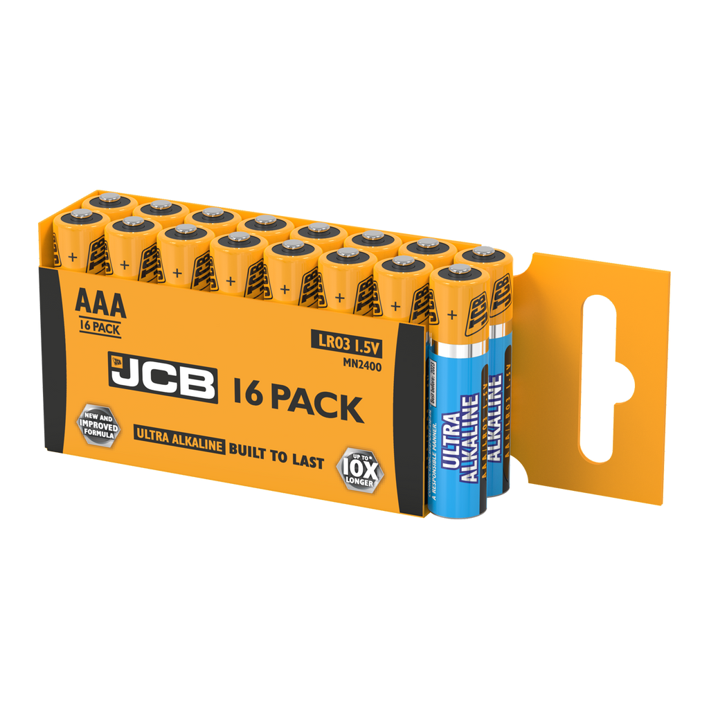 JCB AAA Ultra Alkaline Battery Pack of 16