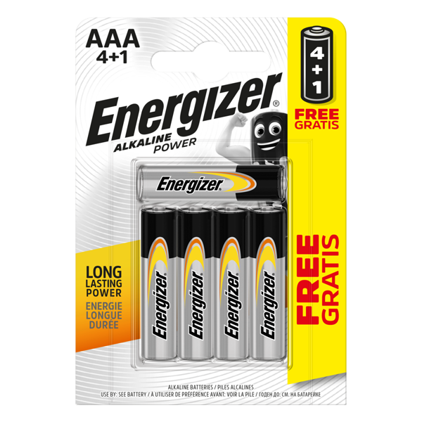 Energizer Alkaline Power AAA/LR03 Battery Pack of 4+1