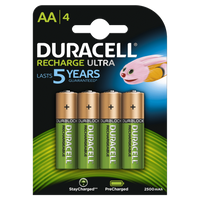Duracell Recharge Ultra AA 2500mAh Rechargeable Battery Pack of 4