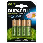 Duracell Recharge Ultra AA 2500mAh Rechargeable Battery Pack of 4